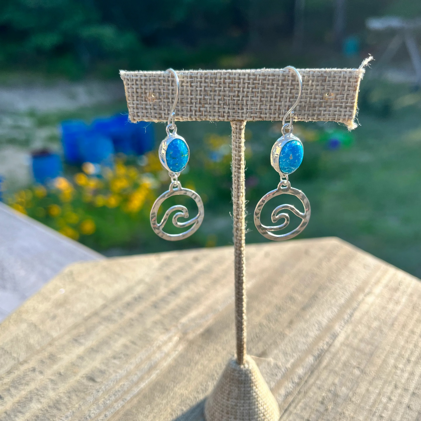One of a Kind Turquoise Wave Earrings