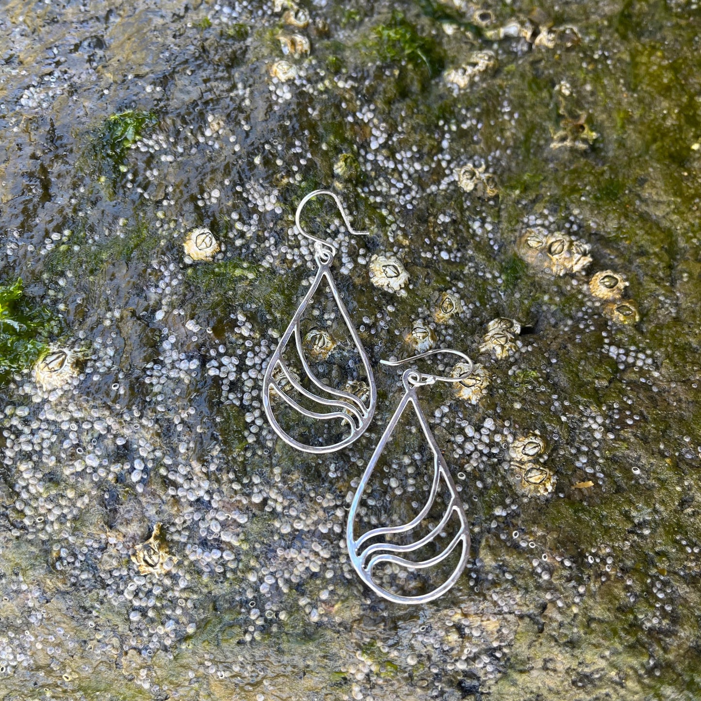 Sterling Silver tear drops with ripple waves