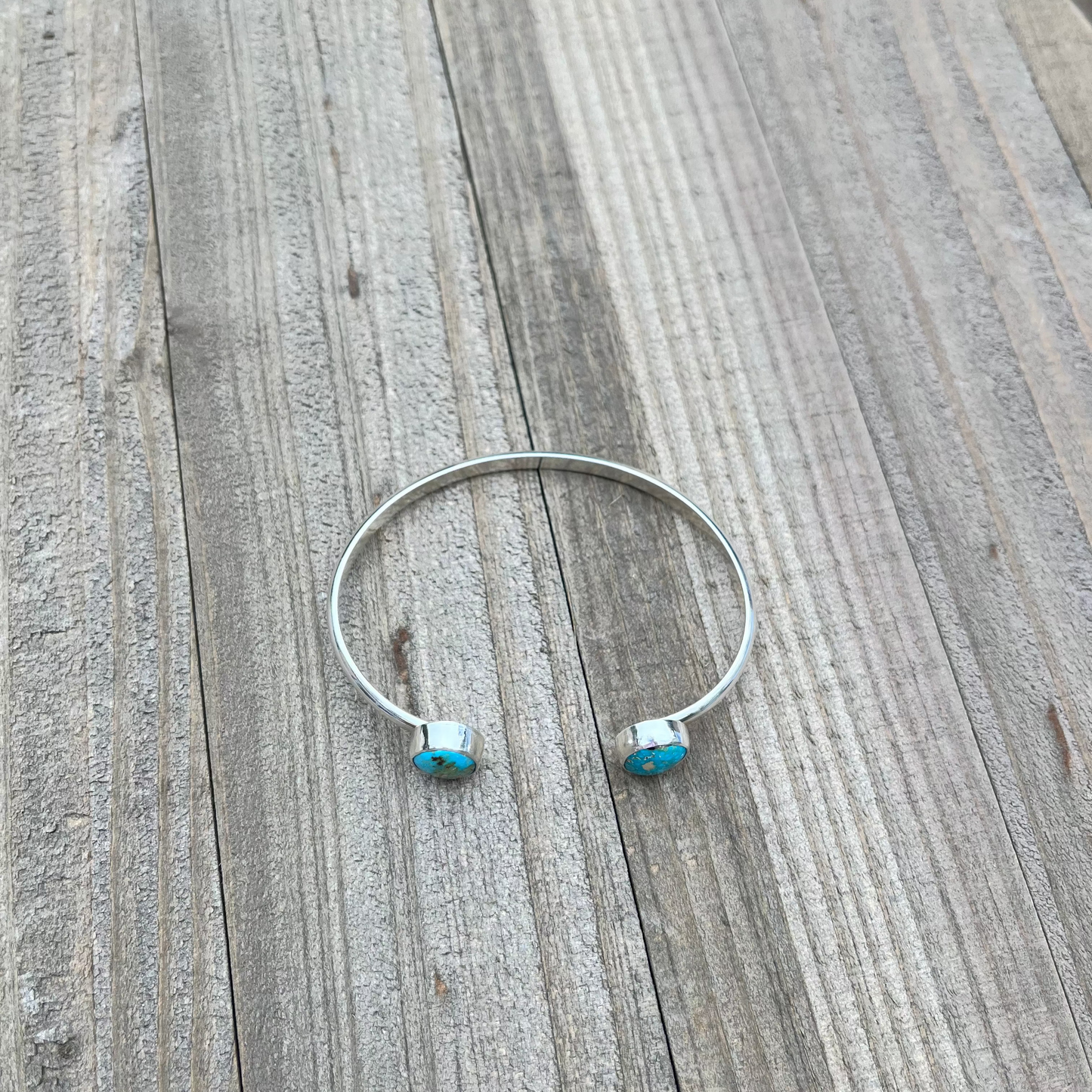 Handcrafted turquoise cuff bracelet by Ocean Love Designs in sterling silver