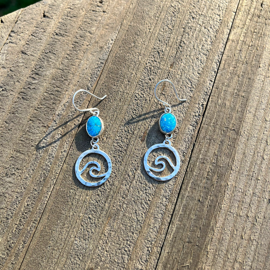 One of a Kind Turquoise Wave Earrings