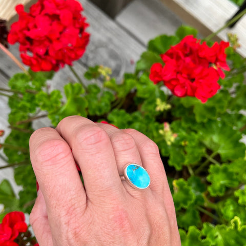 One Of A Kind Turquoise Oval Ring Size 7.5