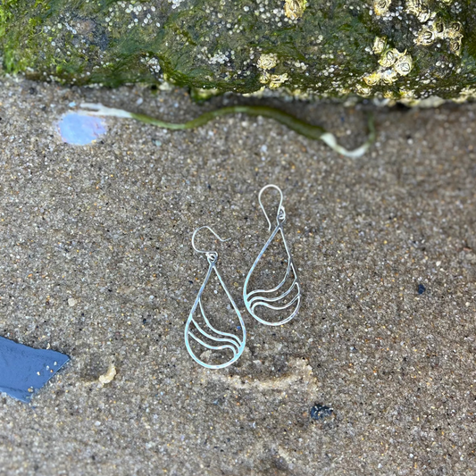 Sterling Silver tear drops with ripple waves