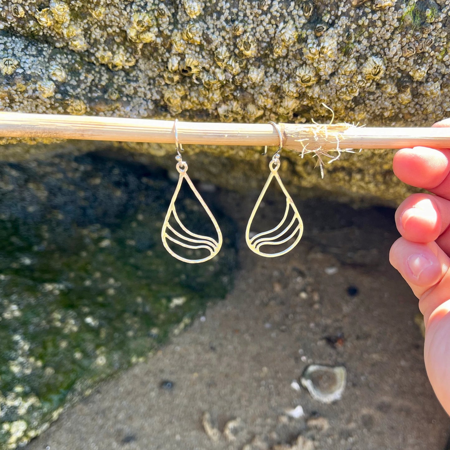Sterling Silver tear drops with ripple waves
