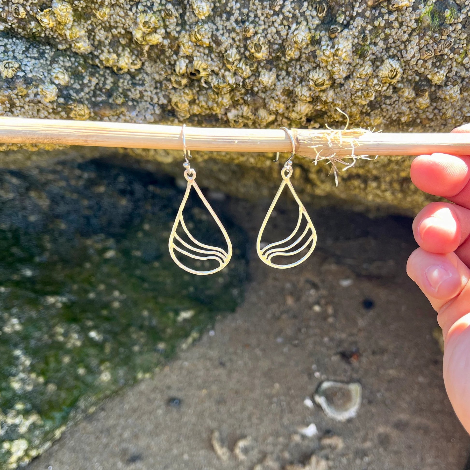 Sterling Silver tear drops with ripple waves