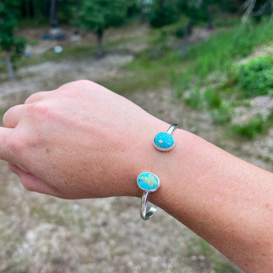 Handcrafted turquoise cuff bracelet by Ocean Love Designs in sterling silver