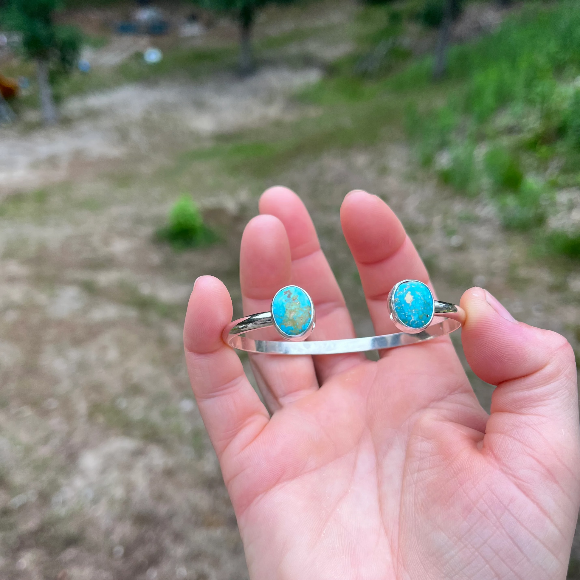 Handcrafted turquoise cuff bracelet by Ocean Love Designs in sterling silver