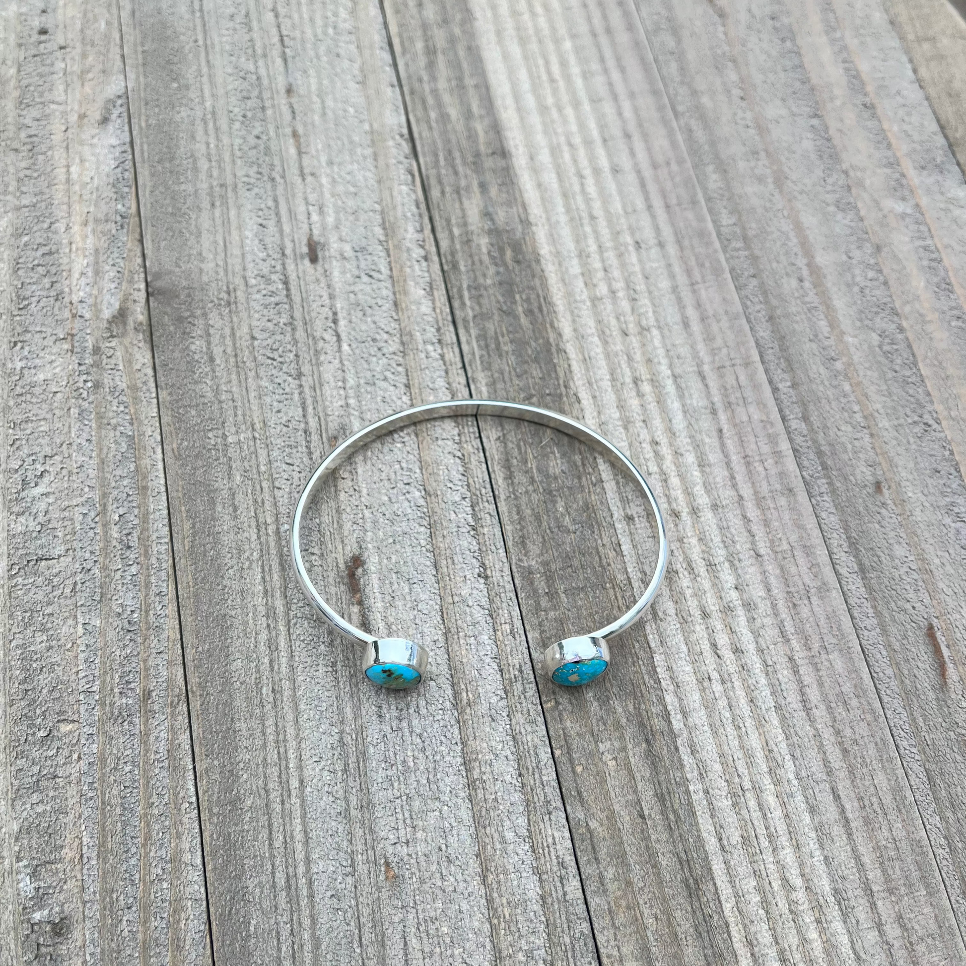Handcrafted turquoise cuff bracelet by Ocean Love Designs in sterling silver